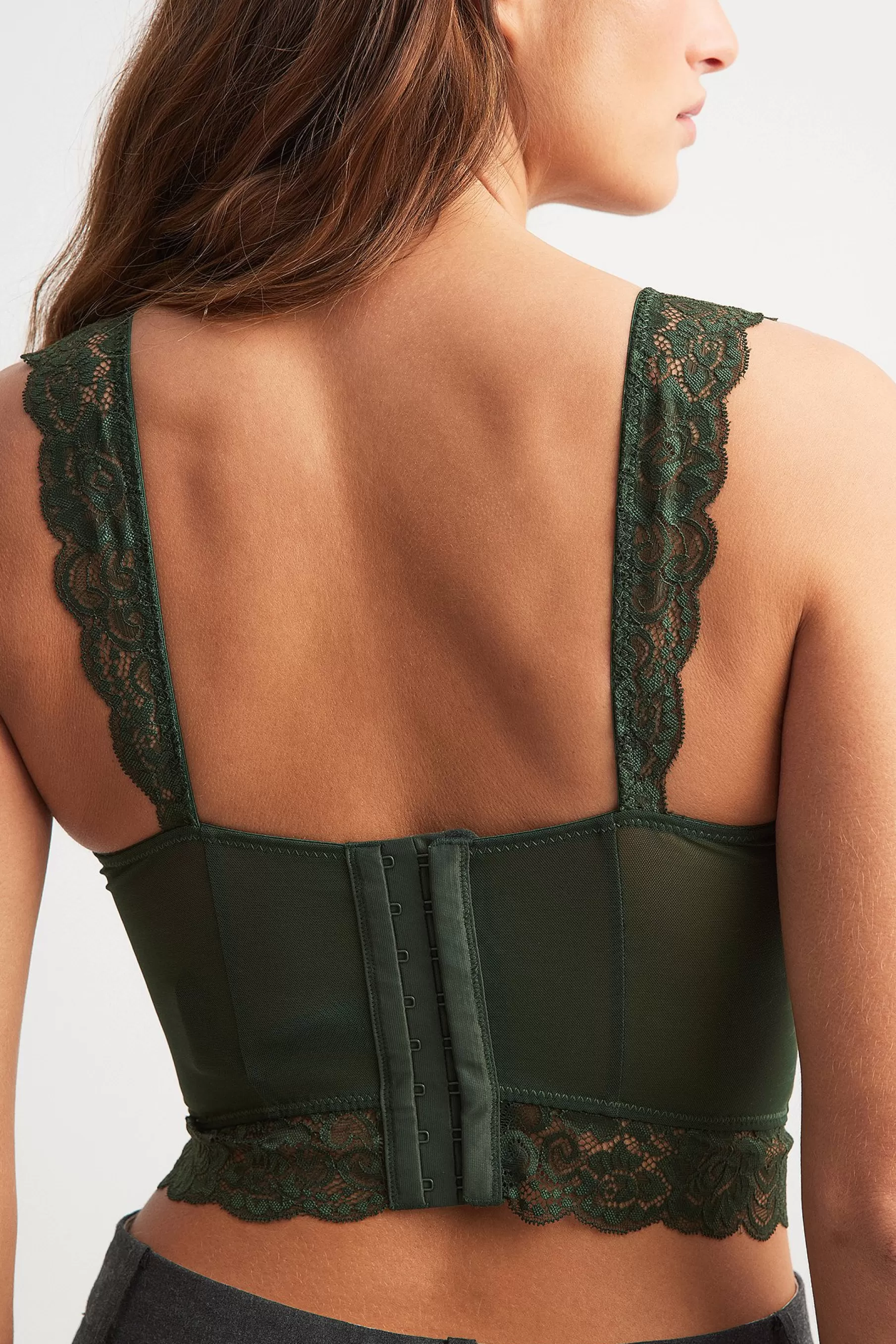 NA-KD Wide Strap Lace Cup Corset Green