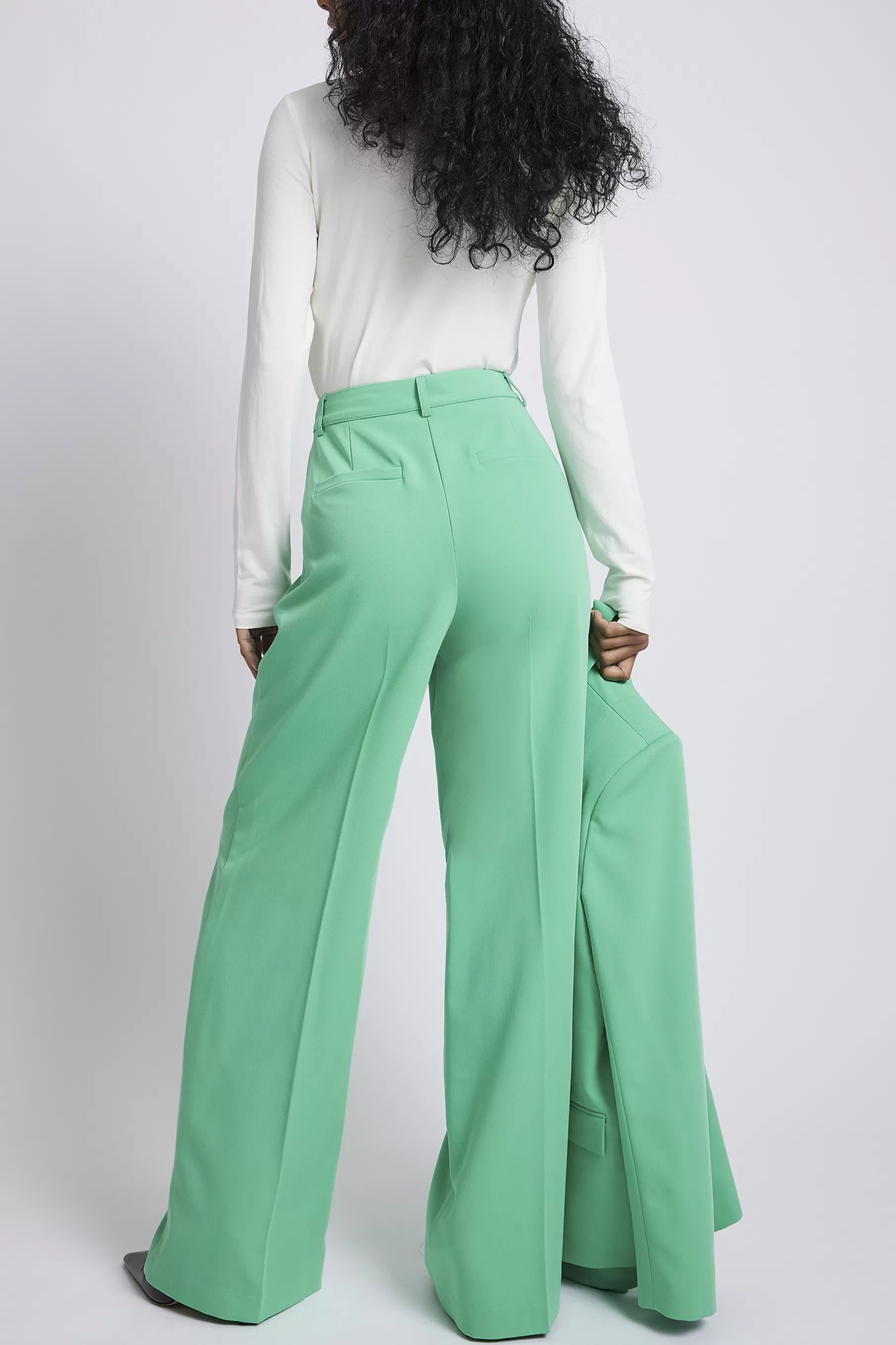 NA-KD Wide Trousers Green