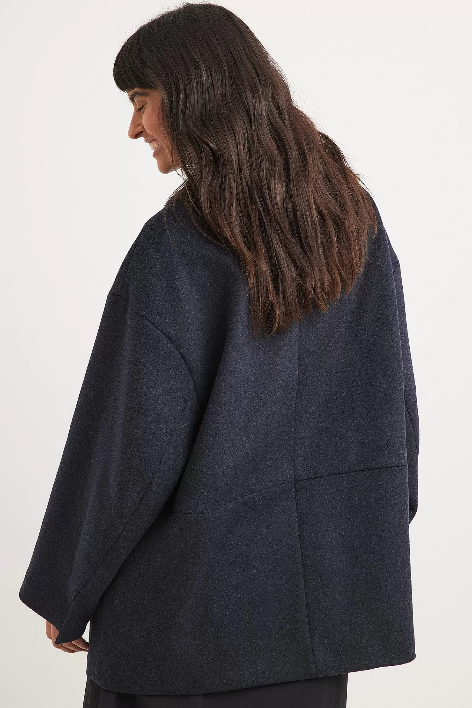 NA-KD Wool Blend Short Coat Blue