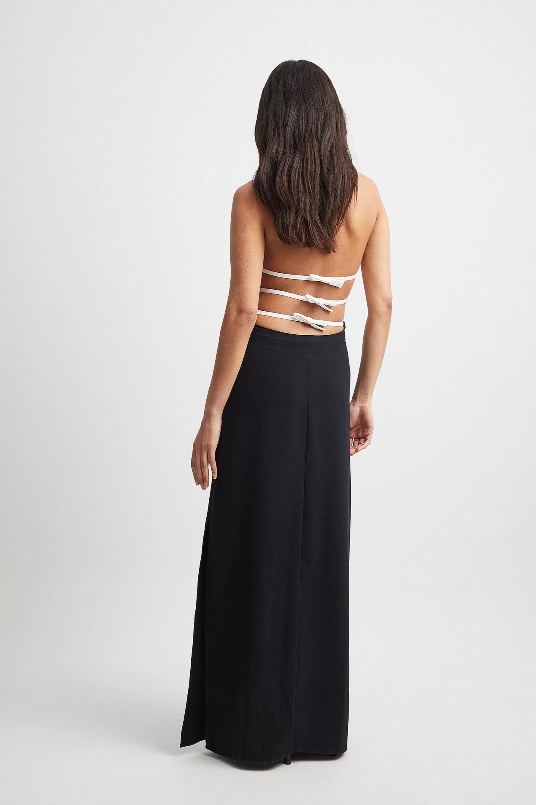 NA-KD Woven Deep Back Maxi Dress Black