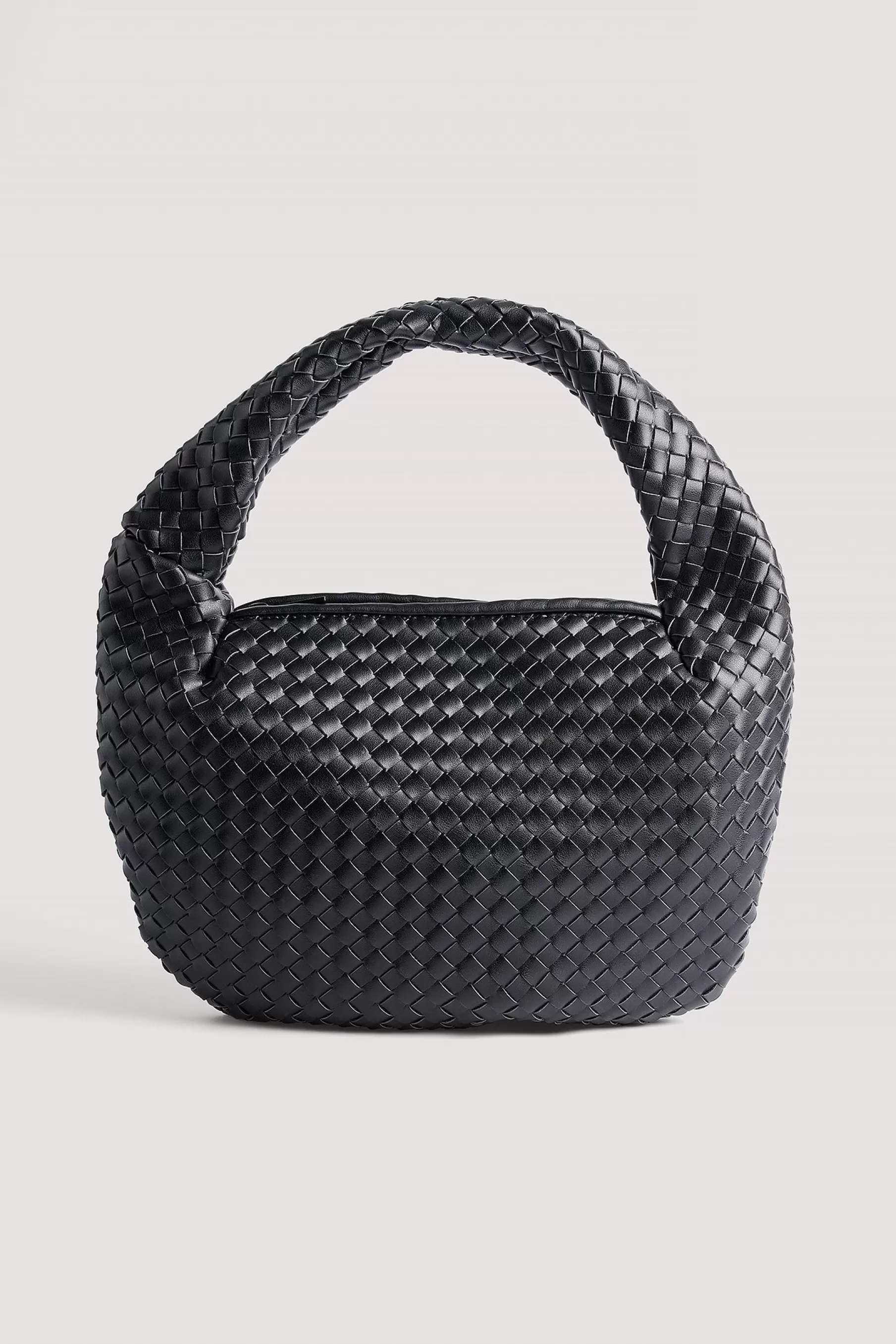 NA-KD Woven Rounded Shoulder Bag Black