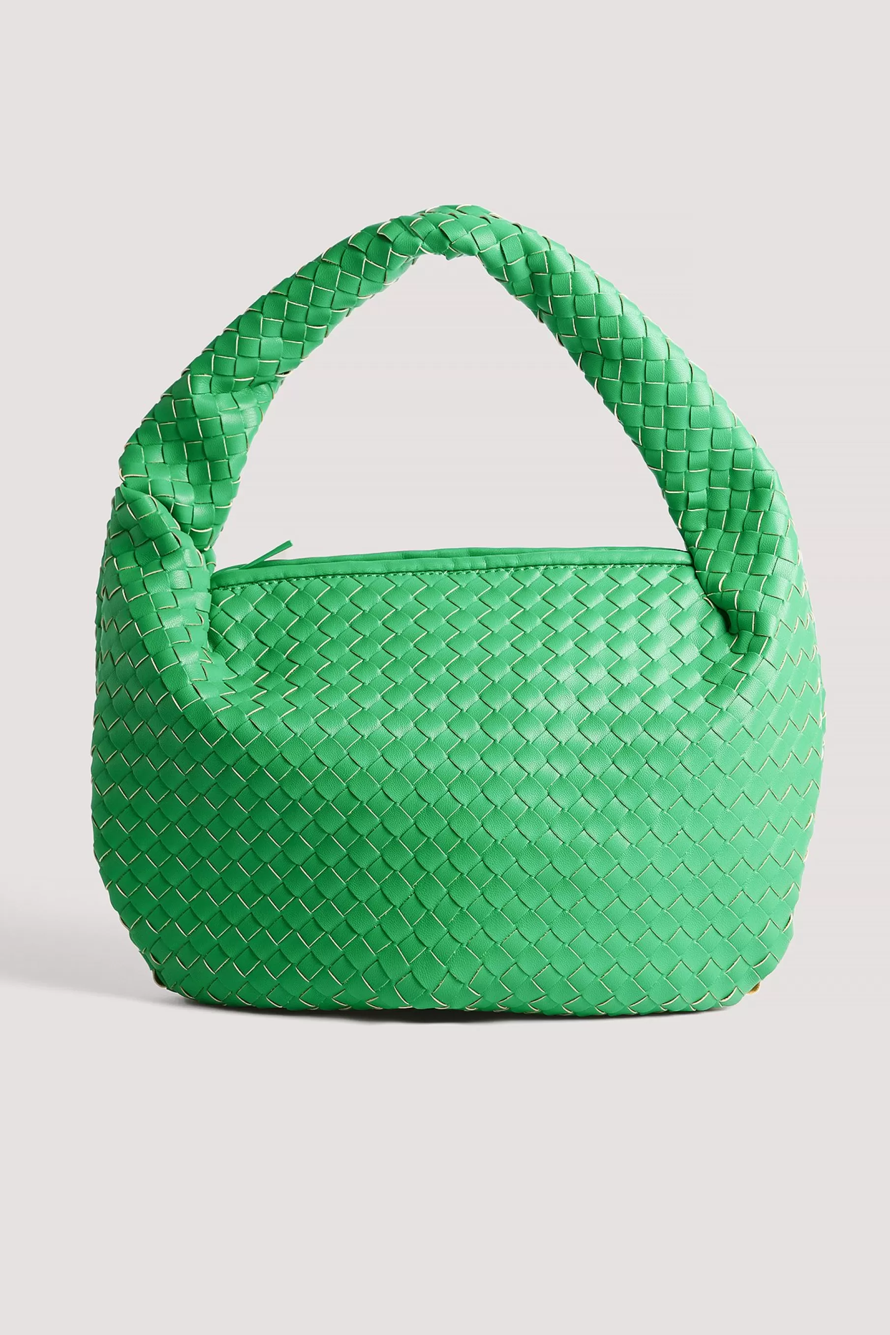 NA-KD Woven Rounded Shoulder Bag Green