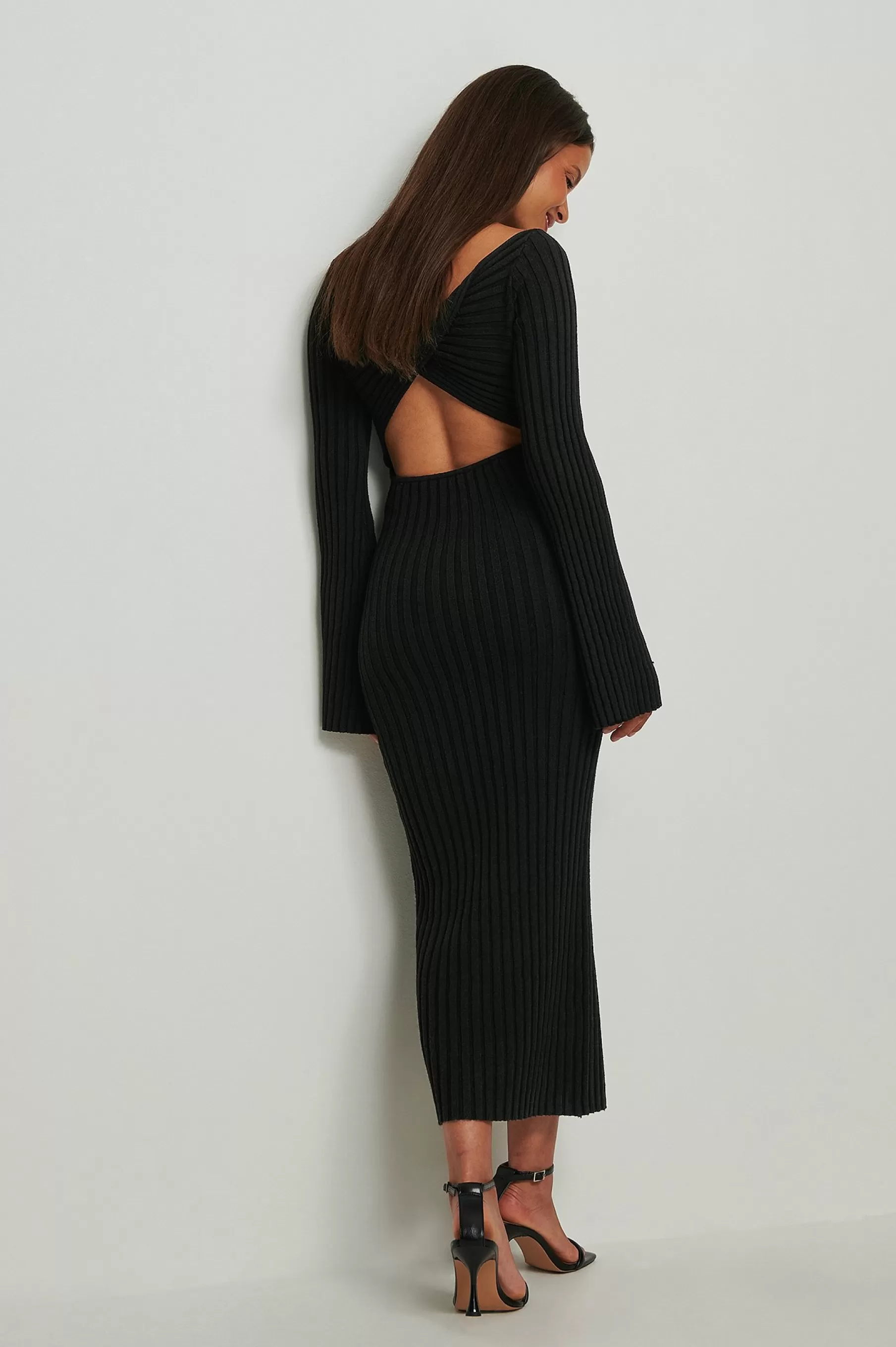 NA-KD Wrap Back Detailed Knitted Dress Black