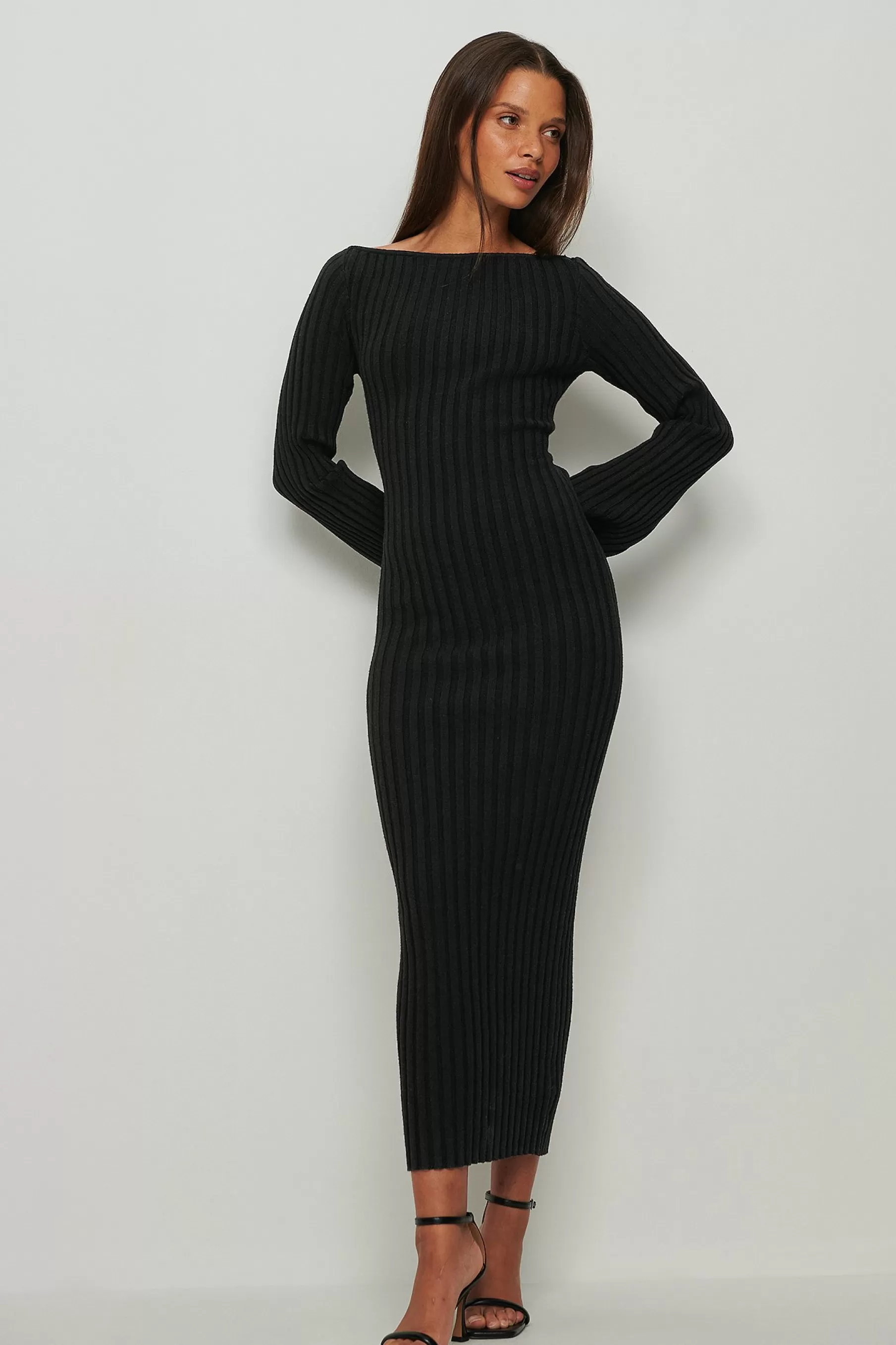 NA-KD Wrap Back Detailed Knitted Dress Black