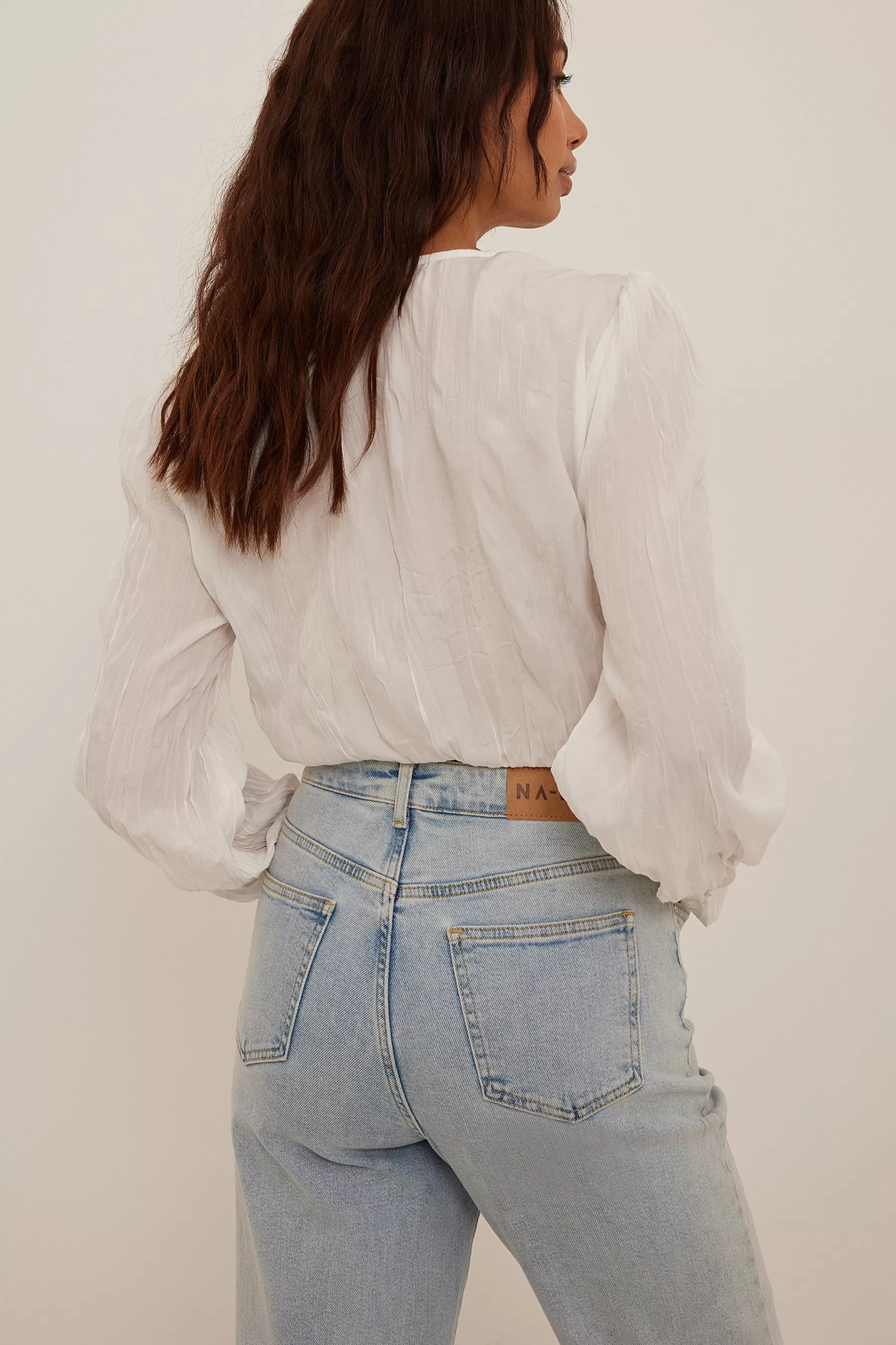 NA-KD Wrap Front Structured Blouse White