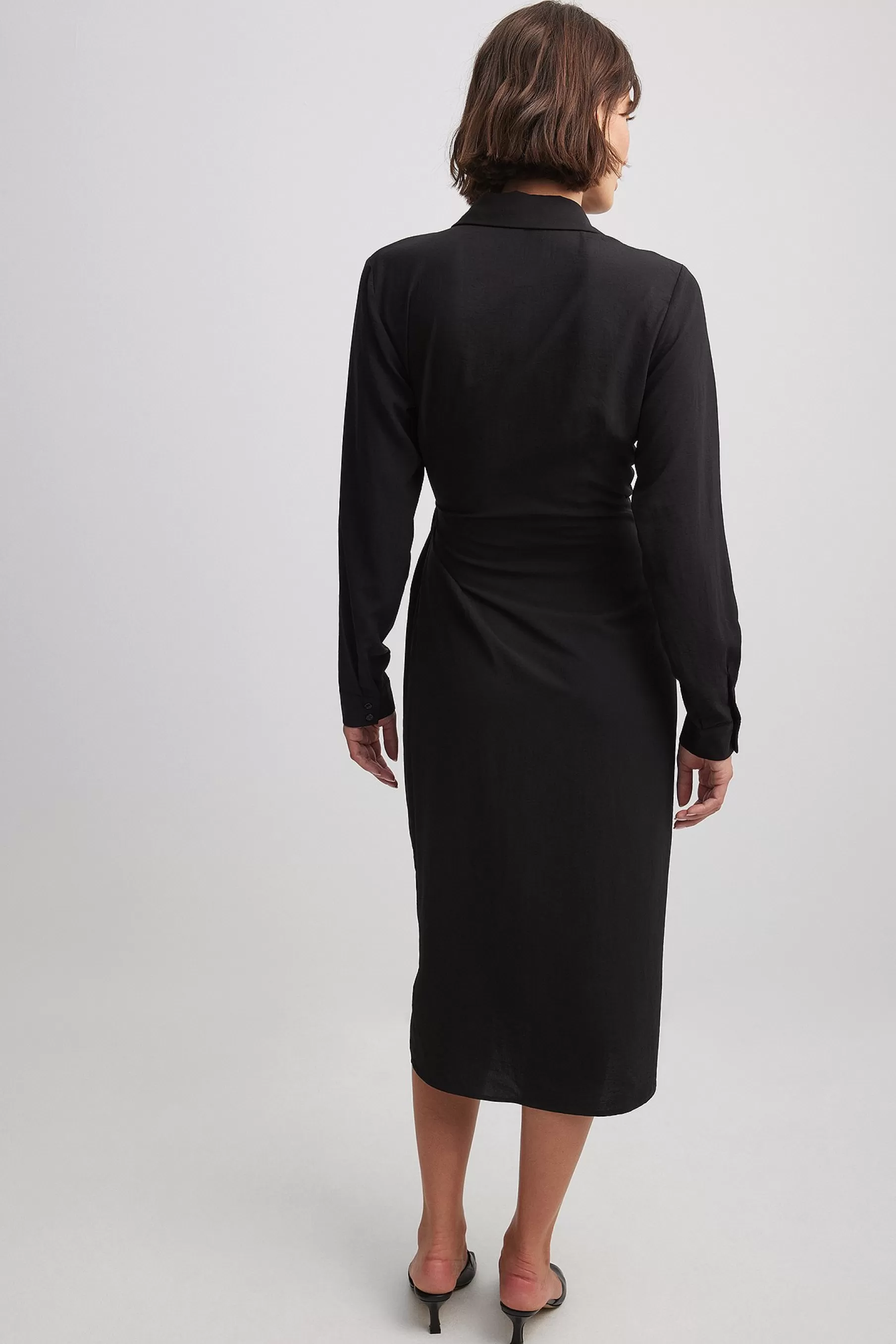 NA-KD Wrap Midi Dress Black