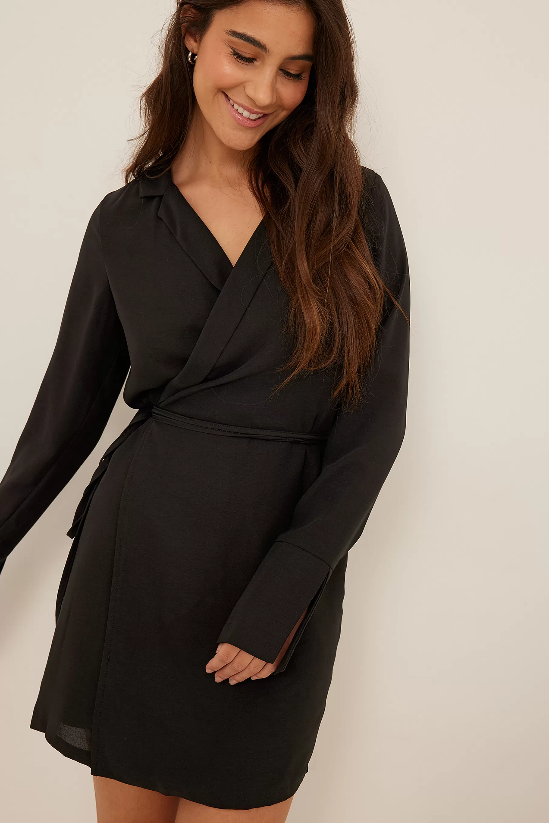 NA-KD Wrap Mini Dress Black