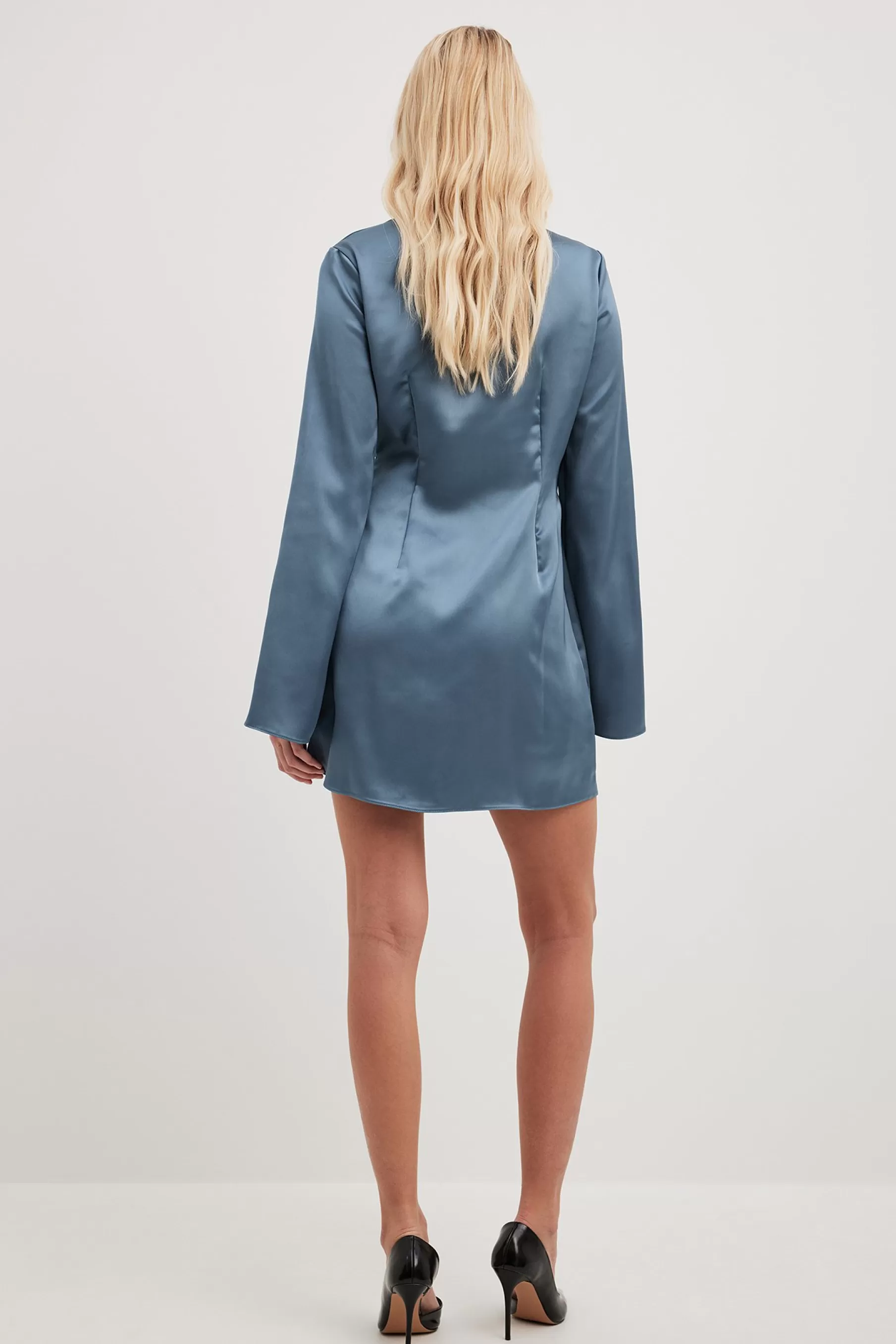 NA-KD Wrap Satin Dress Blue