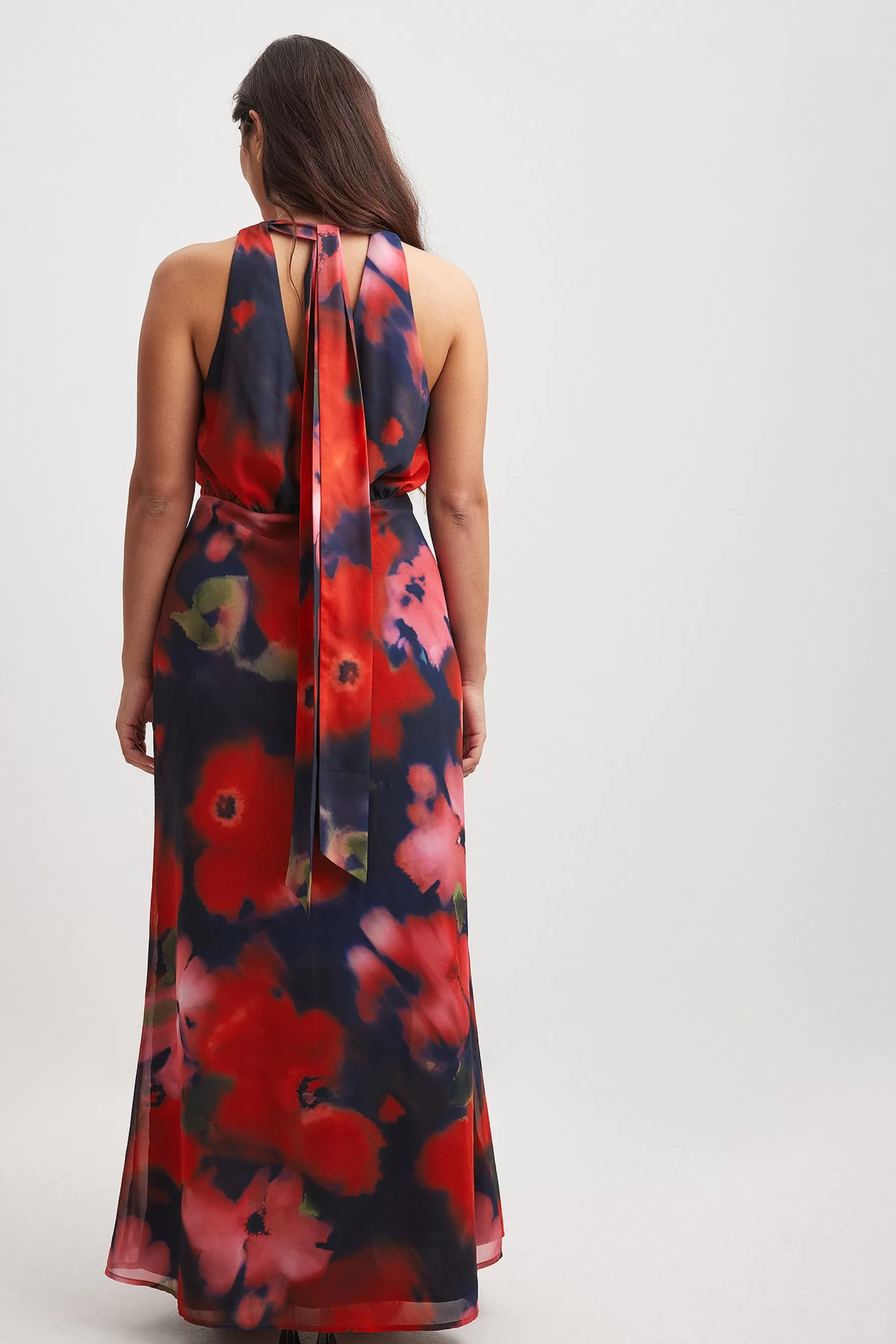 NA-KD Wrap V-Neck Maxi Dress Red