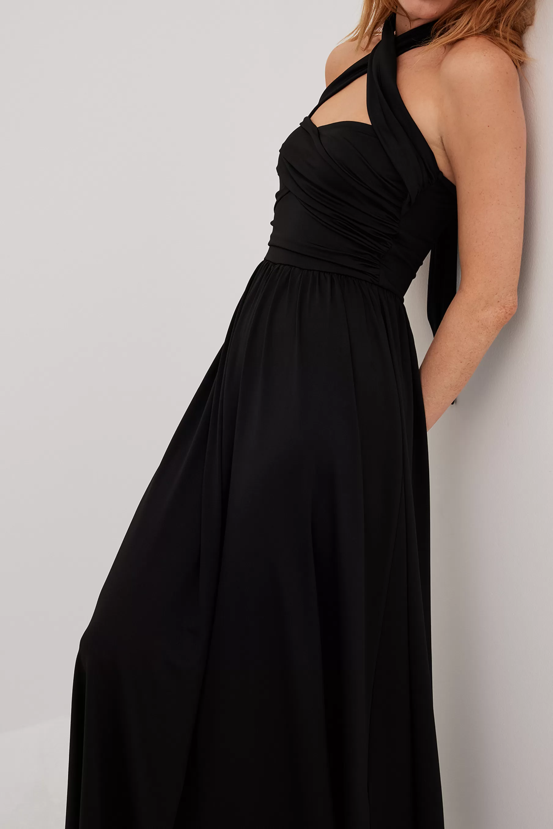 NA-KD Wrapped Maxi Gown Black