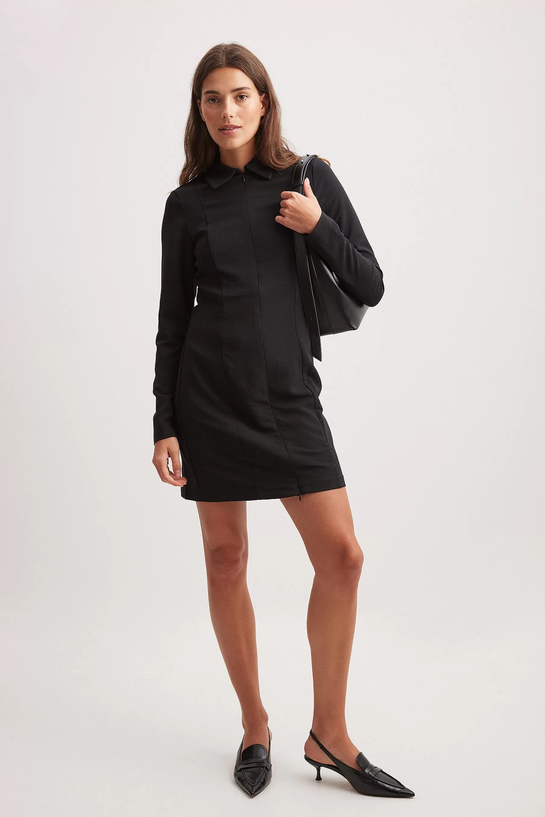 NA-KD Zip Mini Dress Black